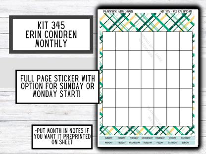 KIT 345 Erin Condren Perpetual Monthly Sticker Sheet || Full Page Monthly Calendar Sticker || Perpetual Calendar | PRETTY Stickers | SPRING Stickers || ST PATRICKS DAY STICKERS