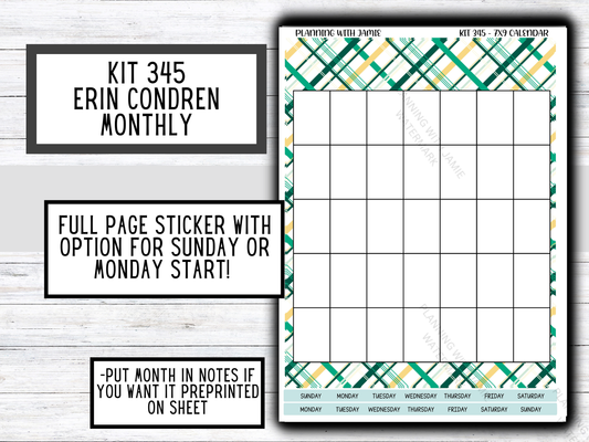 KIT 345 Erin Condren Perpetual Monthly Sticker Sheet || Full Page Monthly Calendar Sticker || Perpetual Calendar | PRETTY Stickers | SPRING Stickers || ST PATRICKS DAY STICKERS