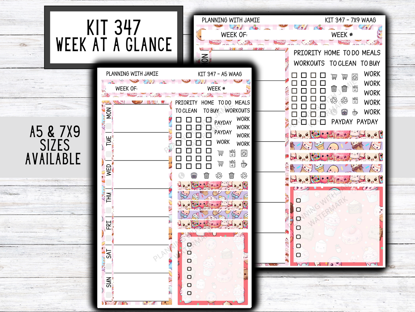 Kit 347 Week At A Glance Sticker || Week At A Glance Planner Sticker Kit || Weekly Overview Stickers || Daily Duo Stickers|| KAWAII STICKERS
