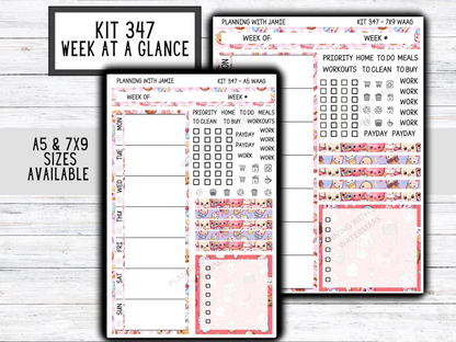 Kit 347 Week At A Glance Sticker || Week At A Glance Planner Sticker Kit || Weekly Overview Stickers || Daily Duo Stickers|| KAWAII STICKERS