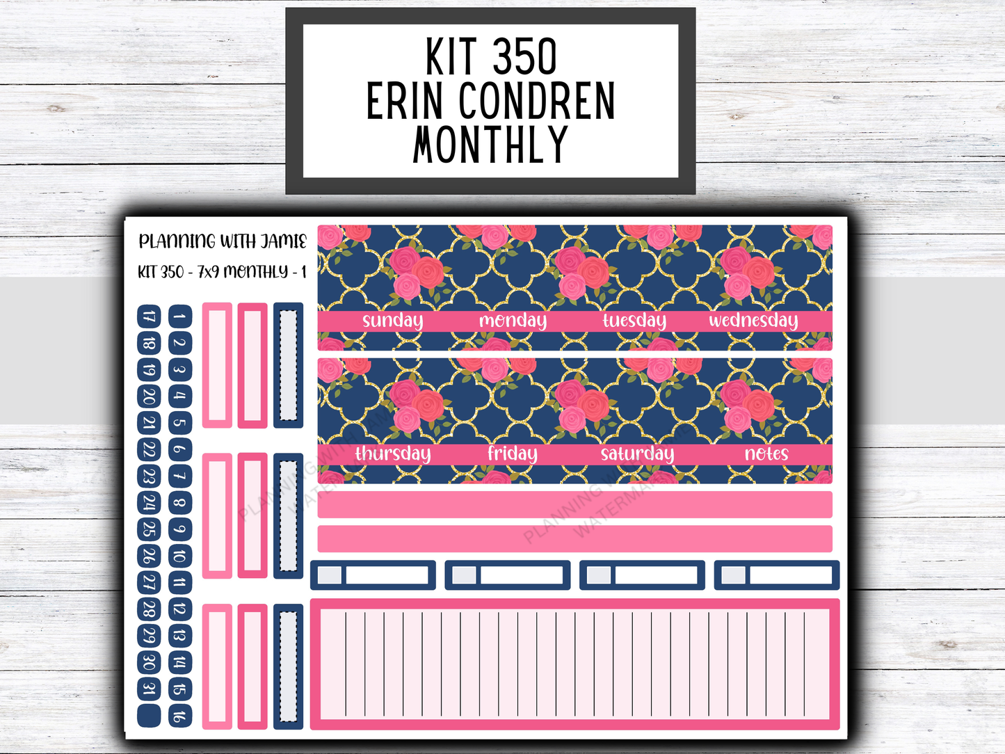 KIT 350 Erin Condren 7X9 Monthly Kit