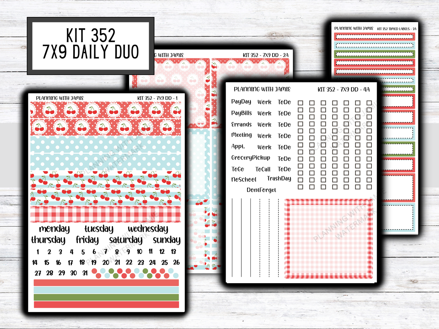 Kit 352 Erin Condren Daily Duo Sticker Kit || CHERRY STICKERS