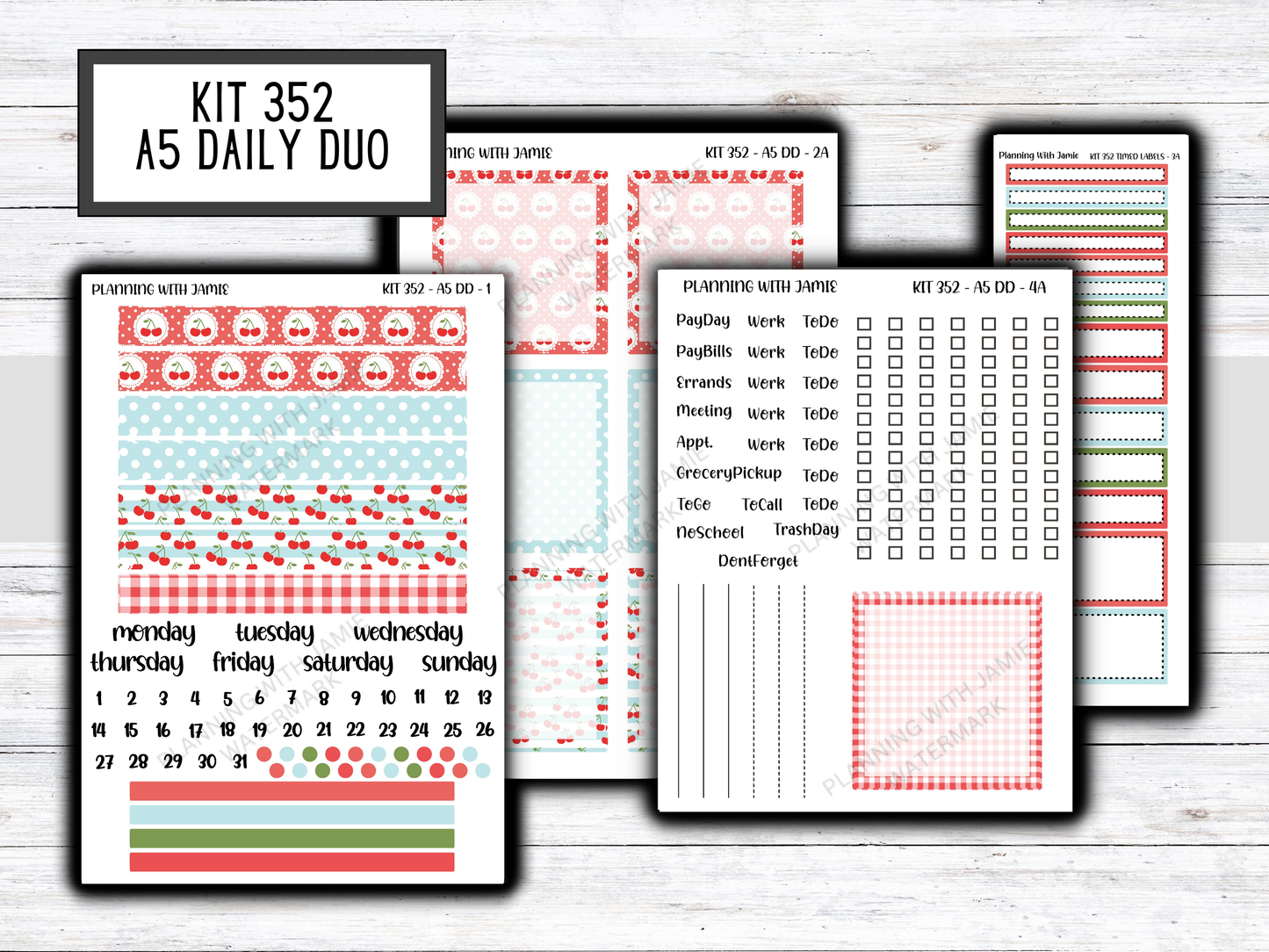 Kit 352 Erin Condren Daily Duo Sticker Kit || CHERRY STICKERS