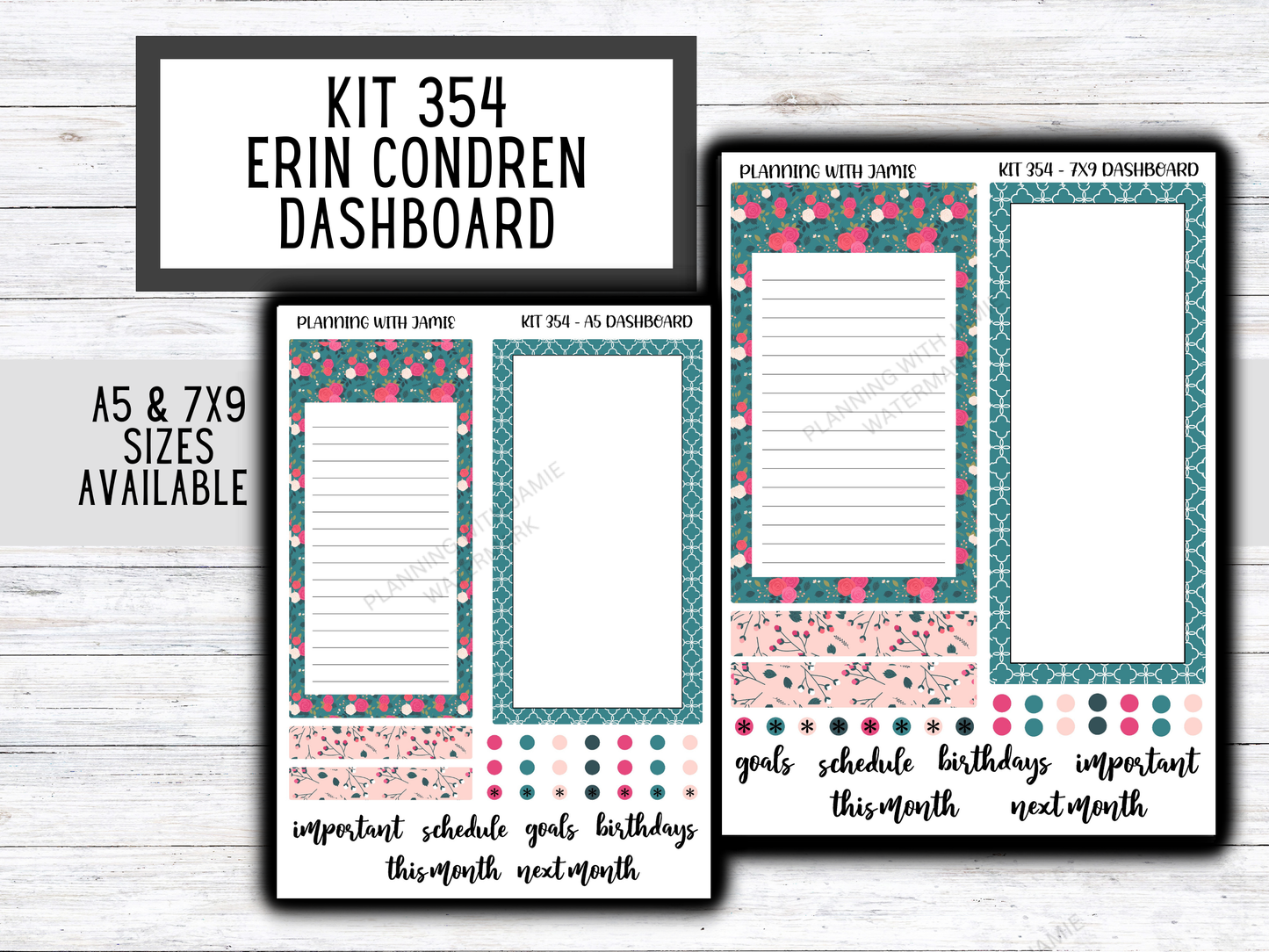 KIT 354 Erin Condren Dashboard Sticker Kit