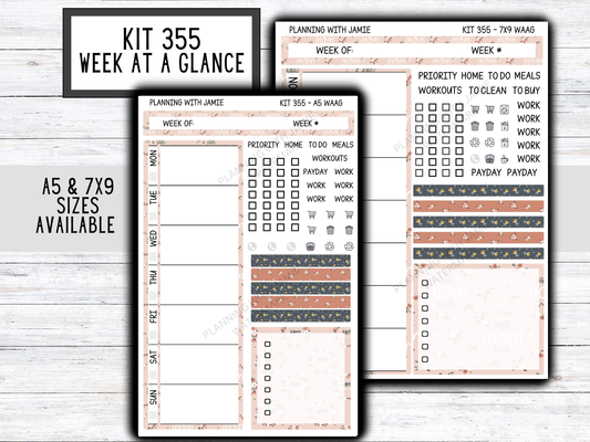 Kit 355 Week At A Glance Sticker || Week At A Glance Planner Sticker Kit