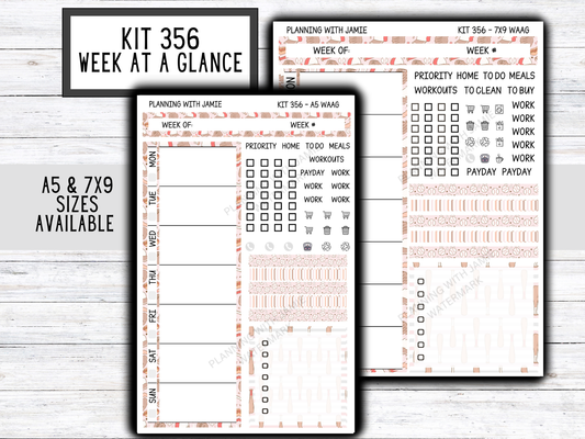 Kit 356 Week At A Glance Sticker || Week At A Glance Planner Sticker Kit