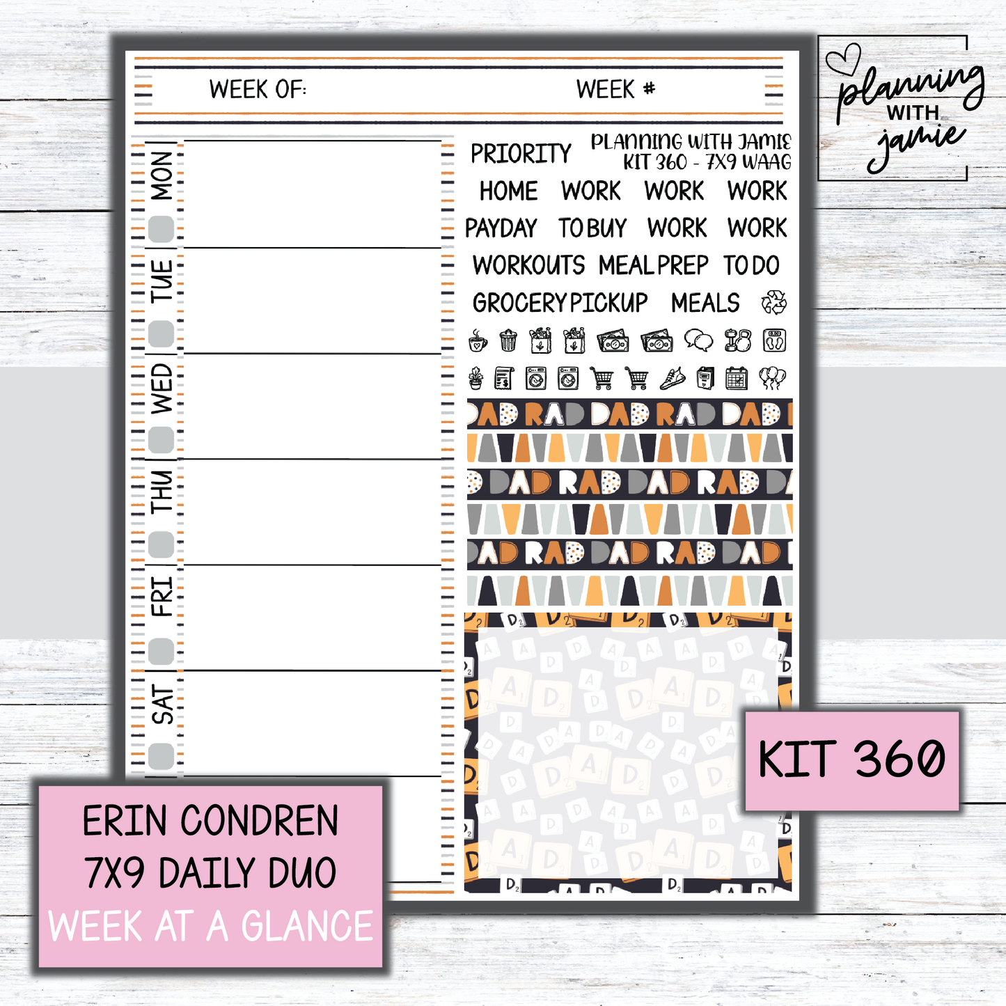 Kit 360 Week At A Glance Sticker || FATHERS DAY STICKERS