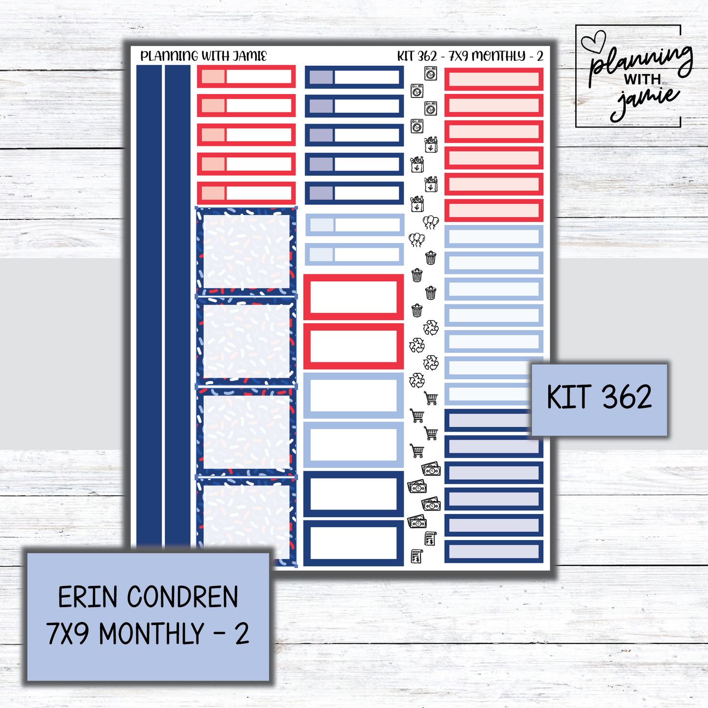 KIT 362 Erin Condren 7X9 Monthly Kit