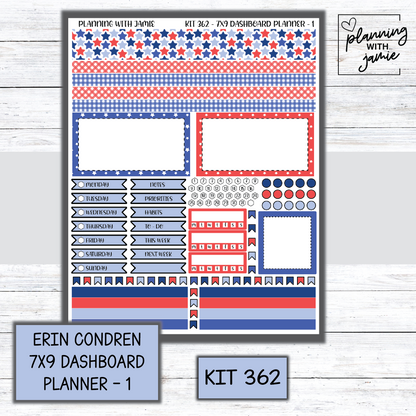 Kit 362 Erin Condren Dashboard Planner Sticker Kit