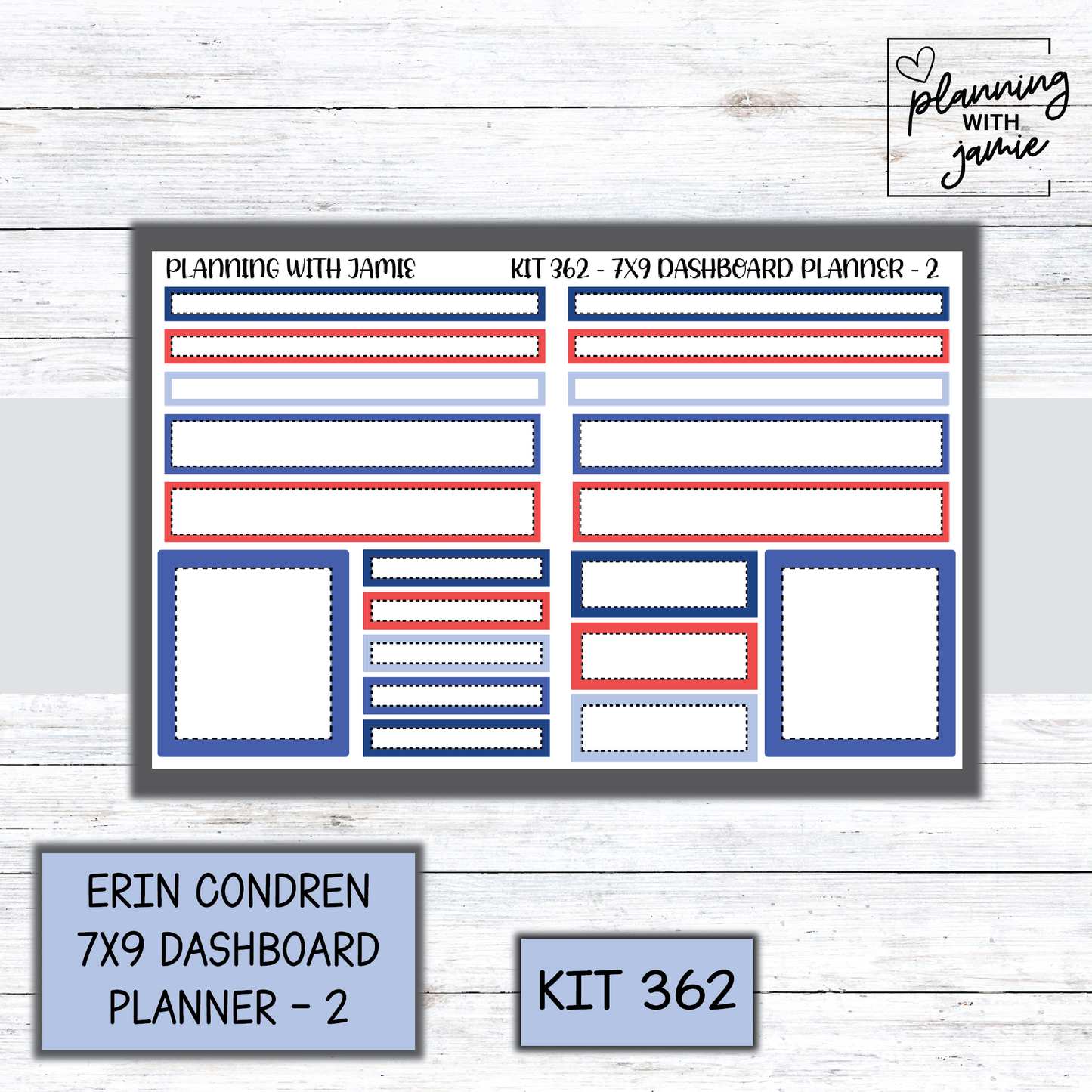 Kit 362 Erin Condren Dashboard Planner Sticker Kit