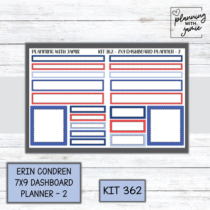 Kit 362 Erin Condren Dashboard Planner Sticker Kit