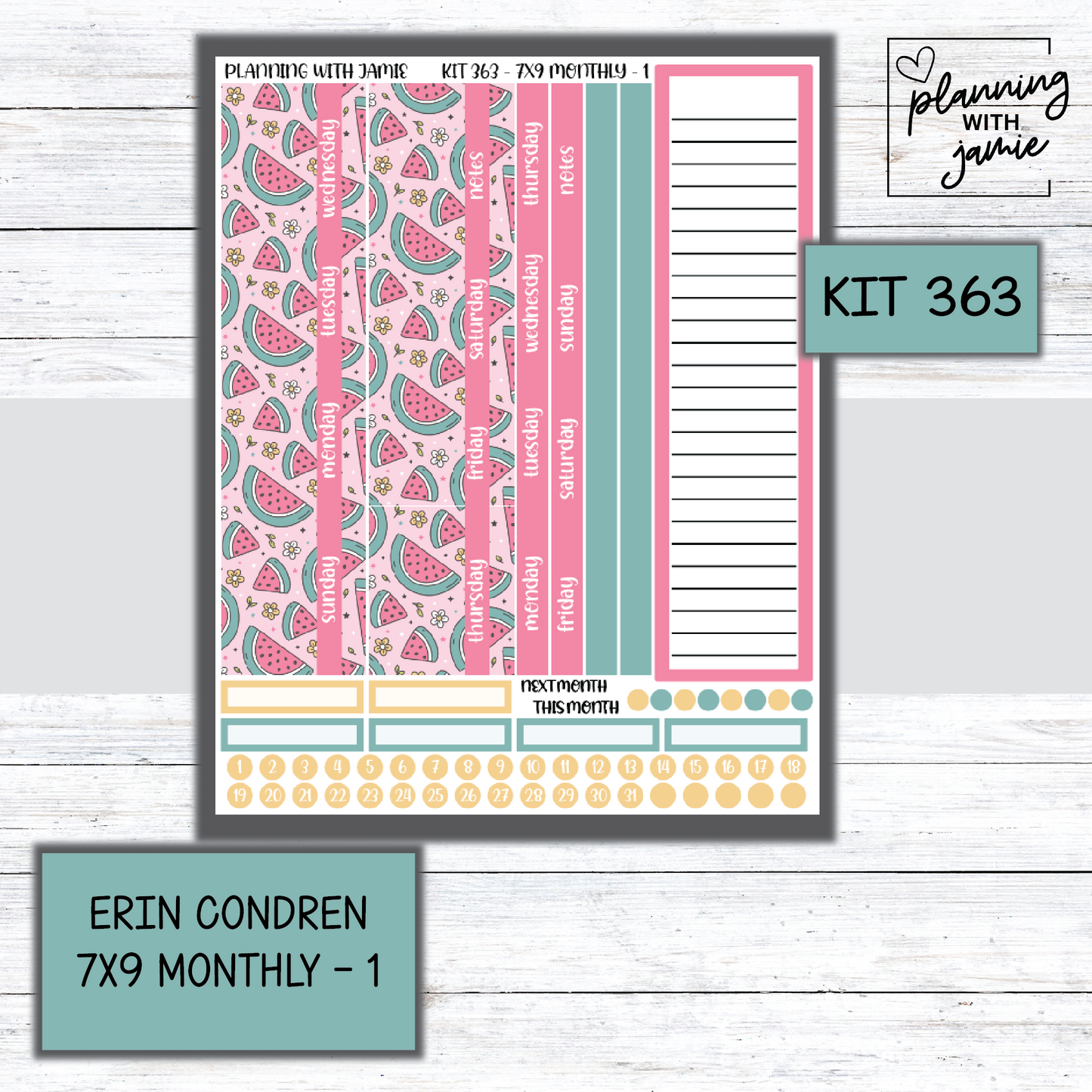 KIT 363 Erin Condren 7X9 Monthly Kit