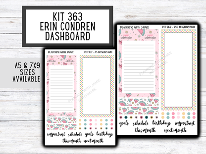 KIT 363 Erin Condren Dashboard Sticker Kit