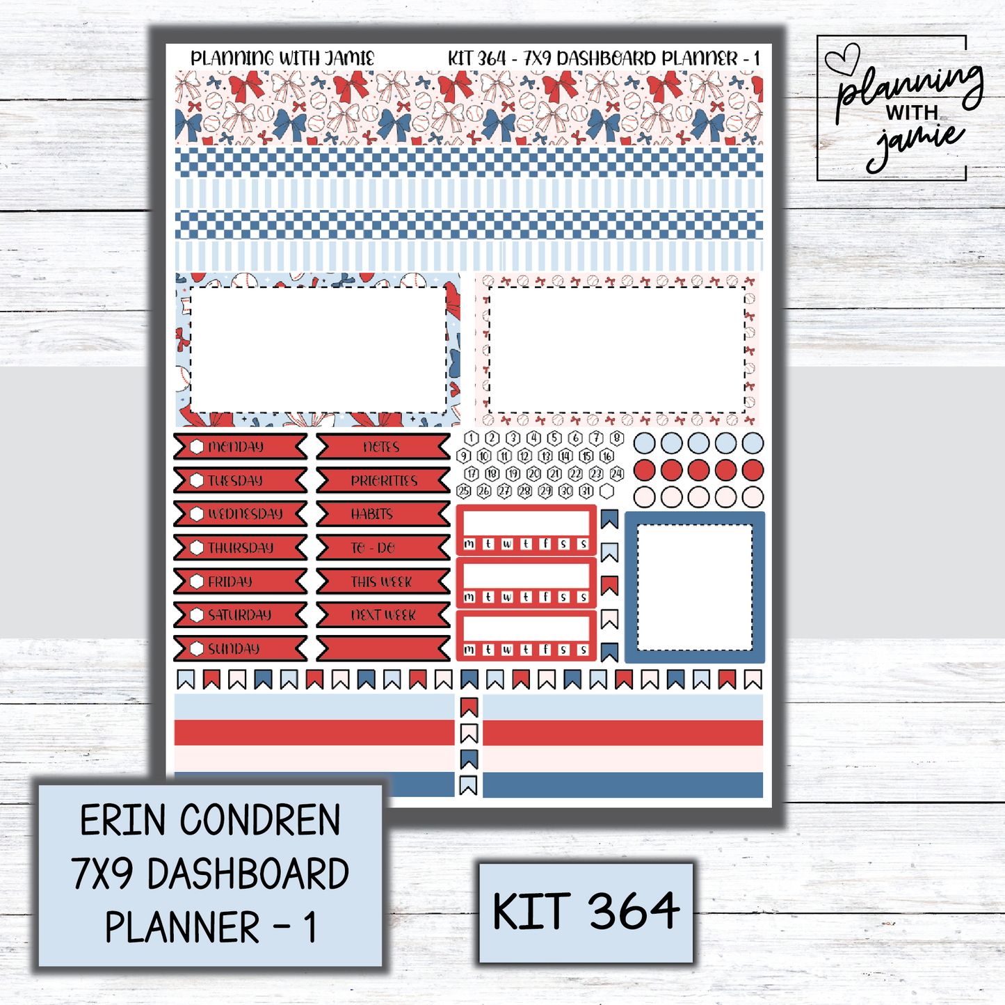 Kit 364 Erin Condren Dashboard Planner Sticker Kit