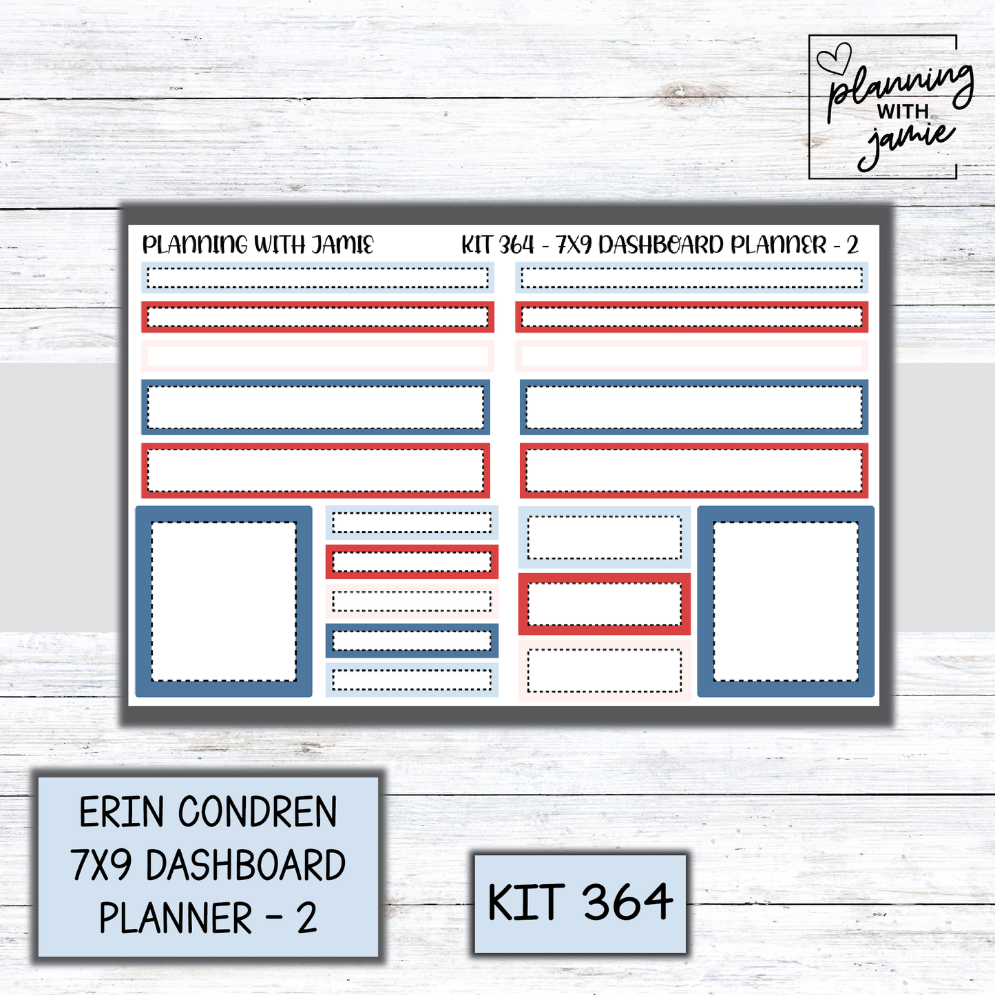 Kit 364 Erin Condren Dashboard Planner Sticker Kit