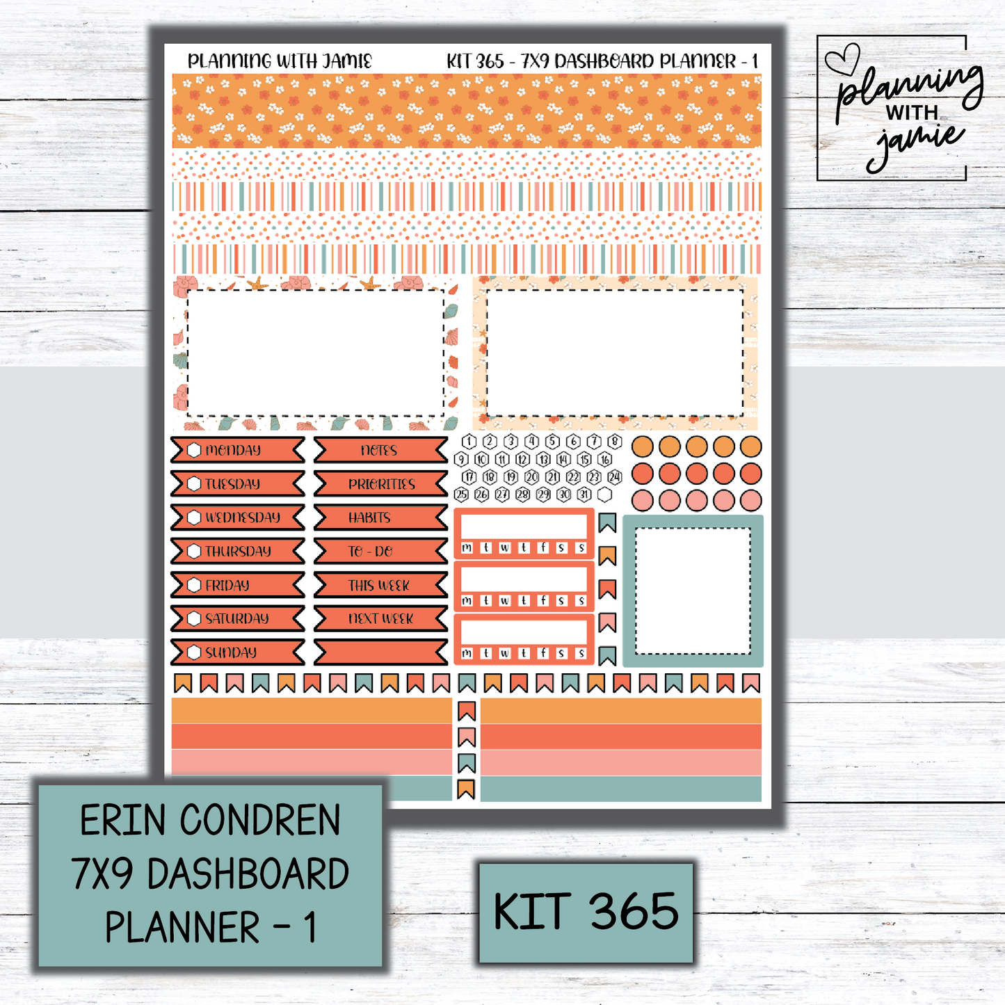 Kit 365 Erin Condren Dashboard Planner Sticker Kit