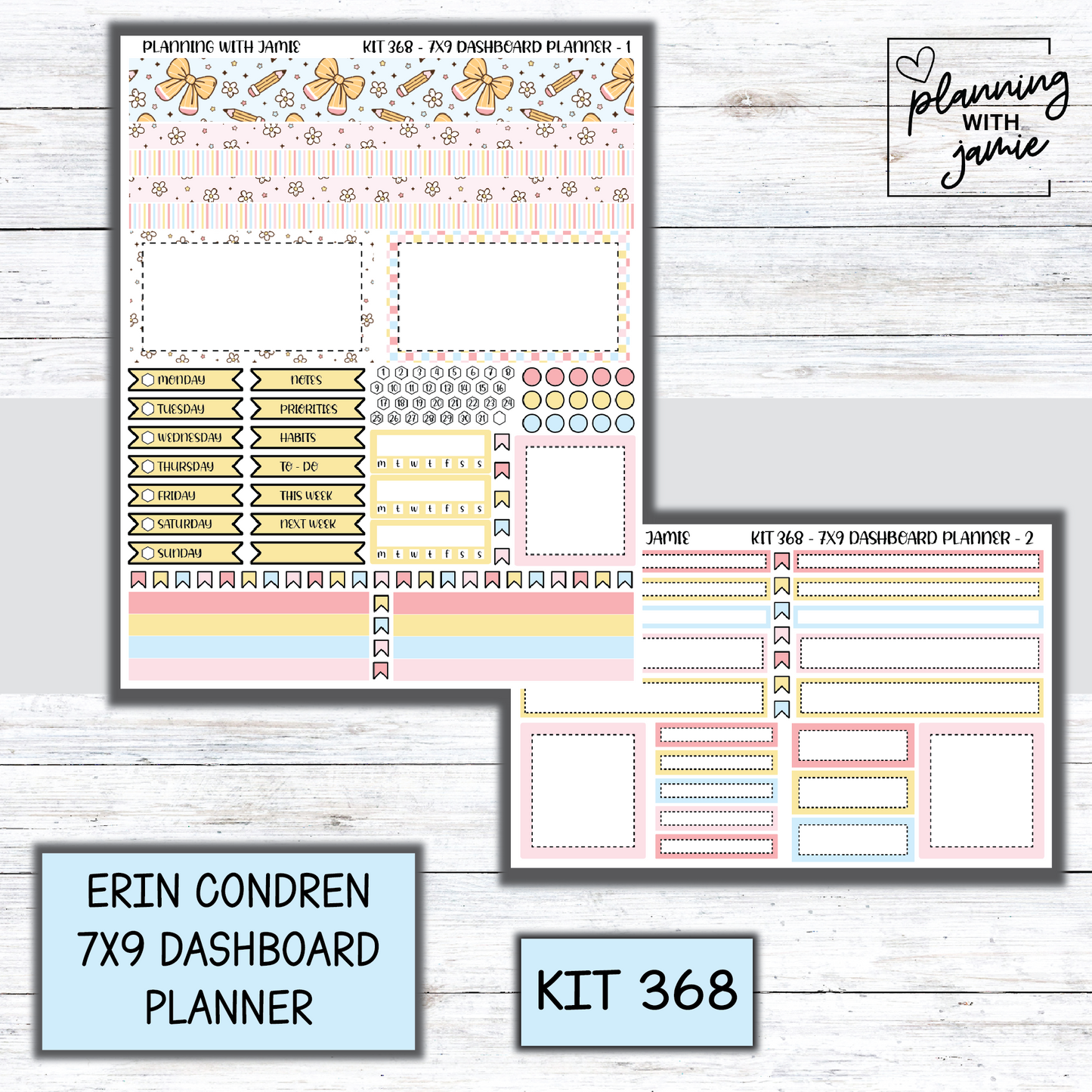 Kit 368 Erin Condren Dashboard Planner Sticker Kit