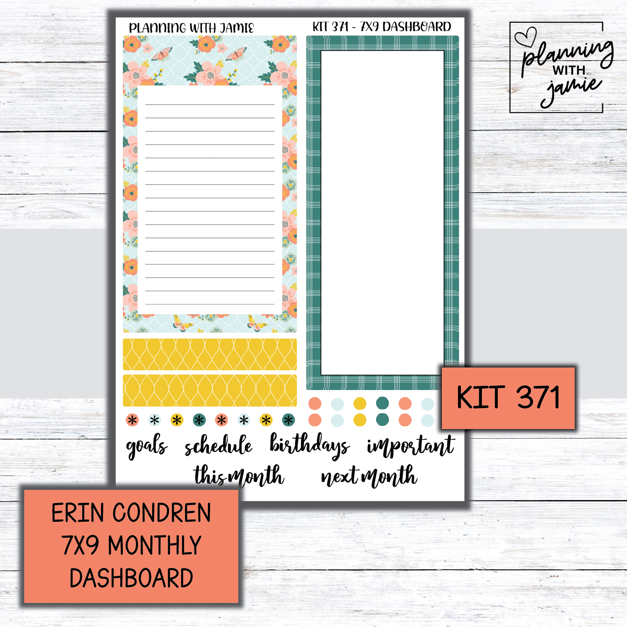 KIT 371 Erin Condren Dashboard Sticker Kit – Planning With Jamie