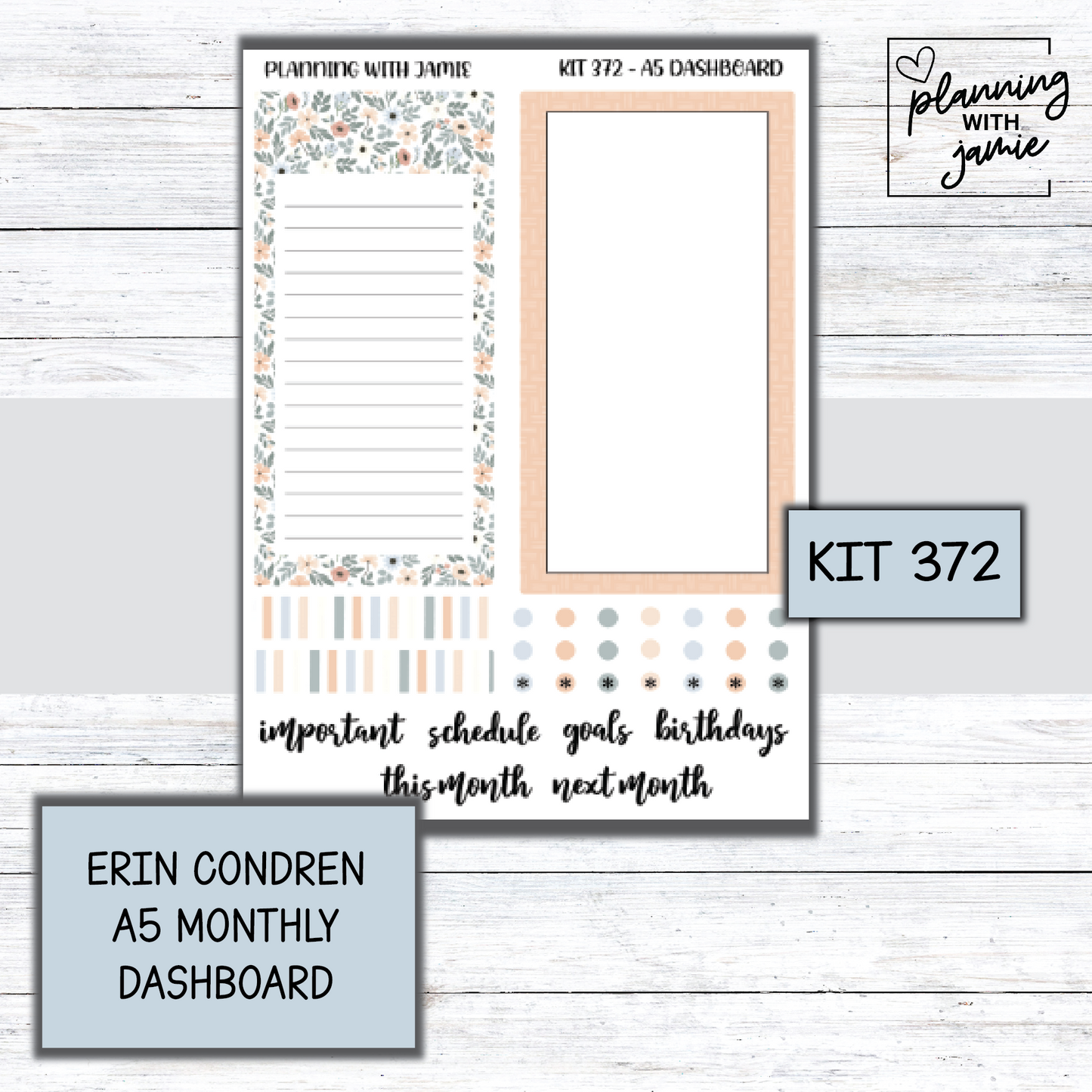 KIT 372 Erin Condren Dashboard Sticker Kit