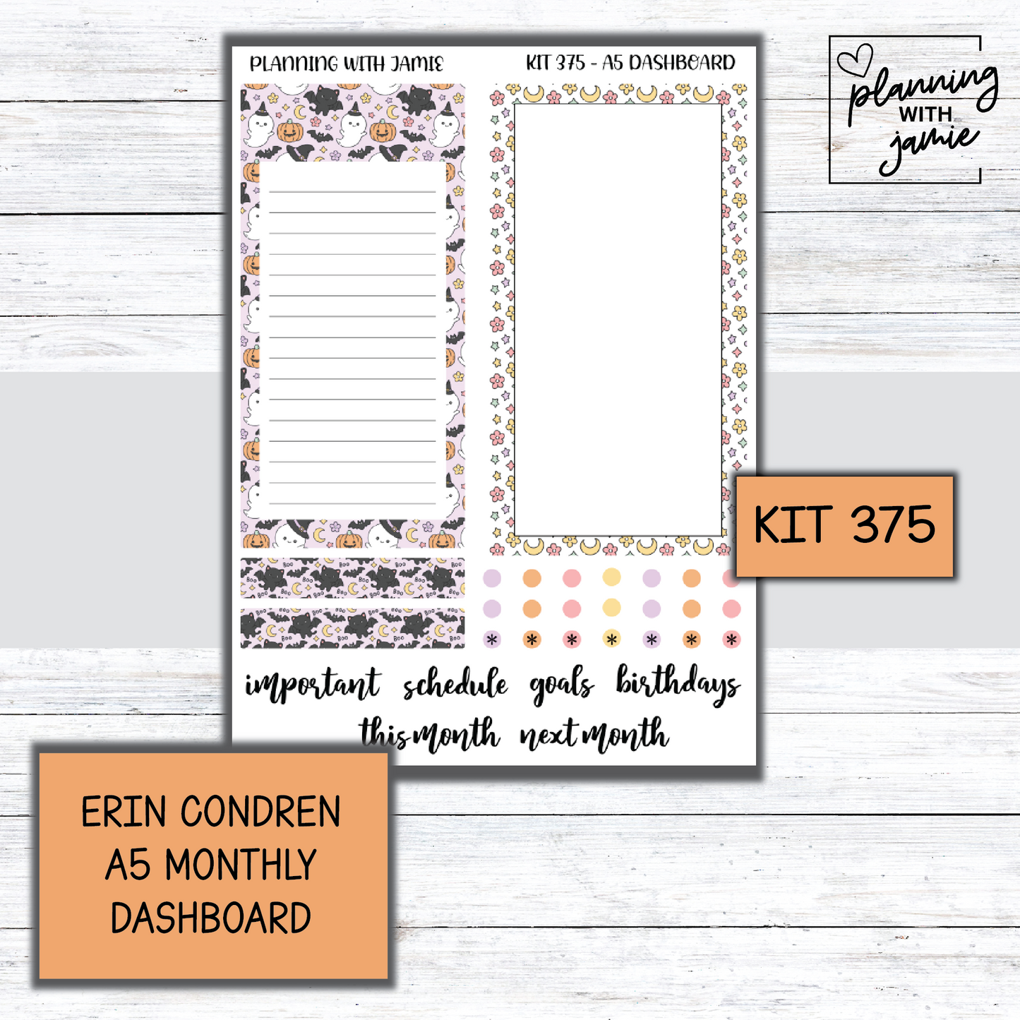 KIT 375 Erin Condren Dashboard Sticker Kit
