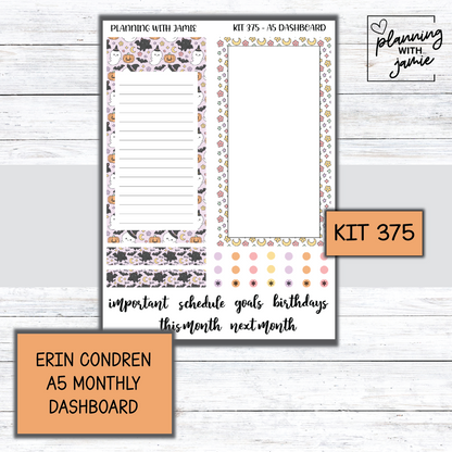 KIT 375 A5 Erin Condren Monthly Dashboard Sticker Kit