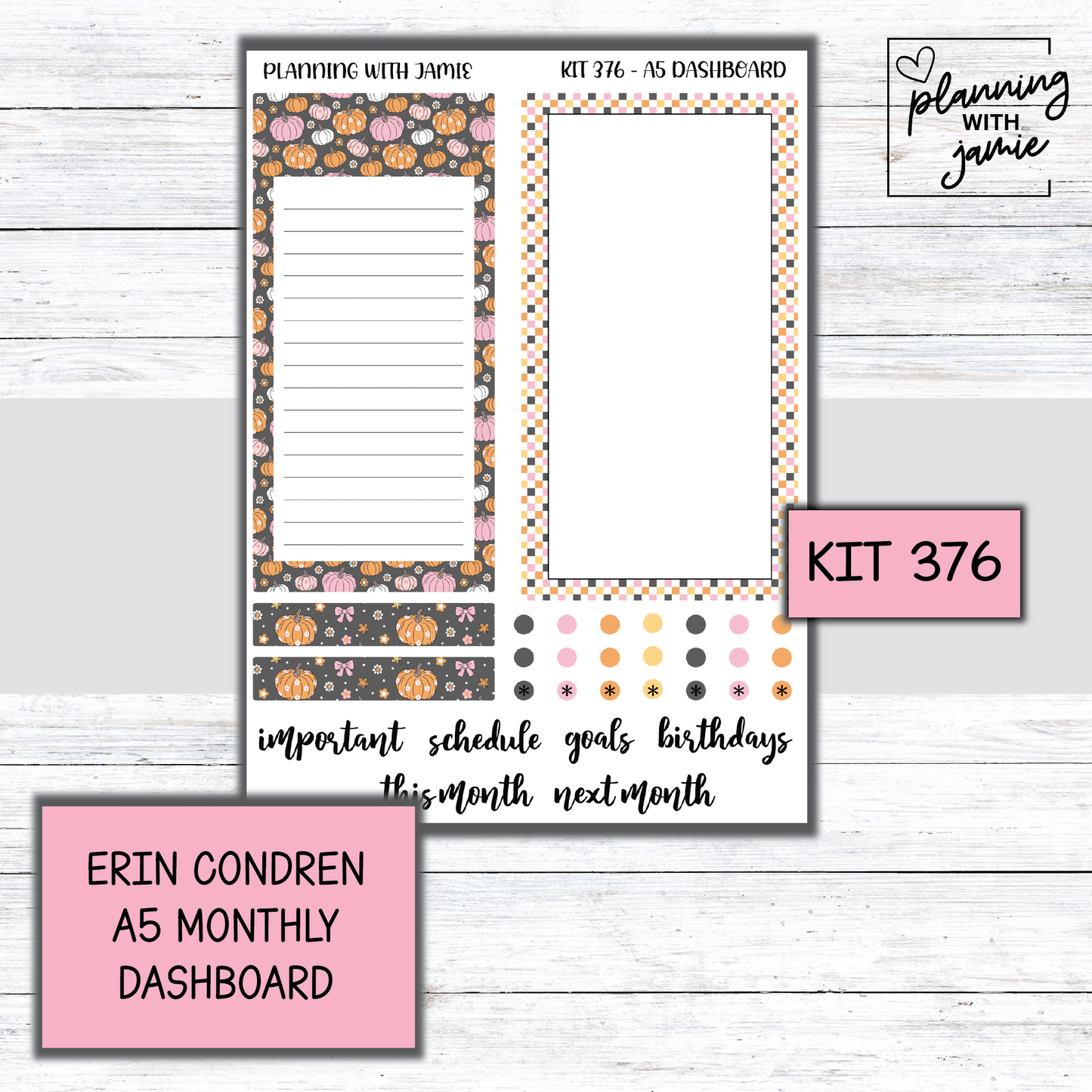 KIT 376 Erin Condren Dashboard Sticker Kit