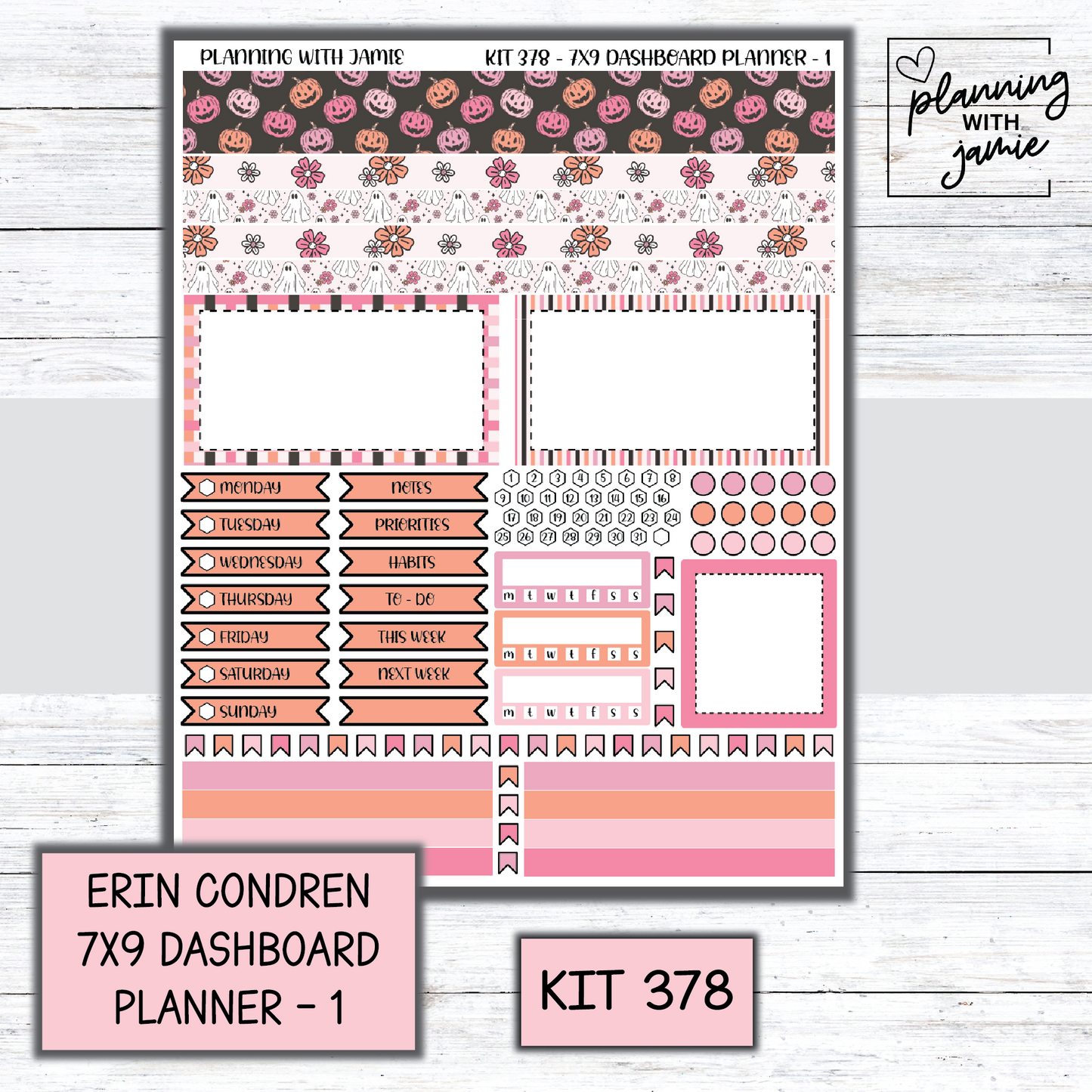 Kit 378 Erin Condren Dashboard Planner Sticker Kit