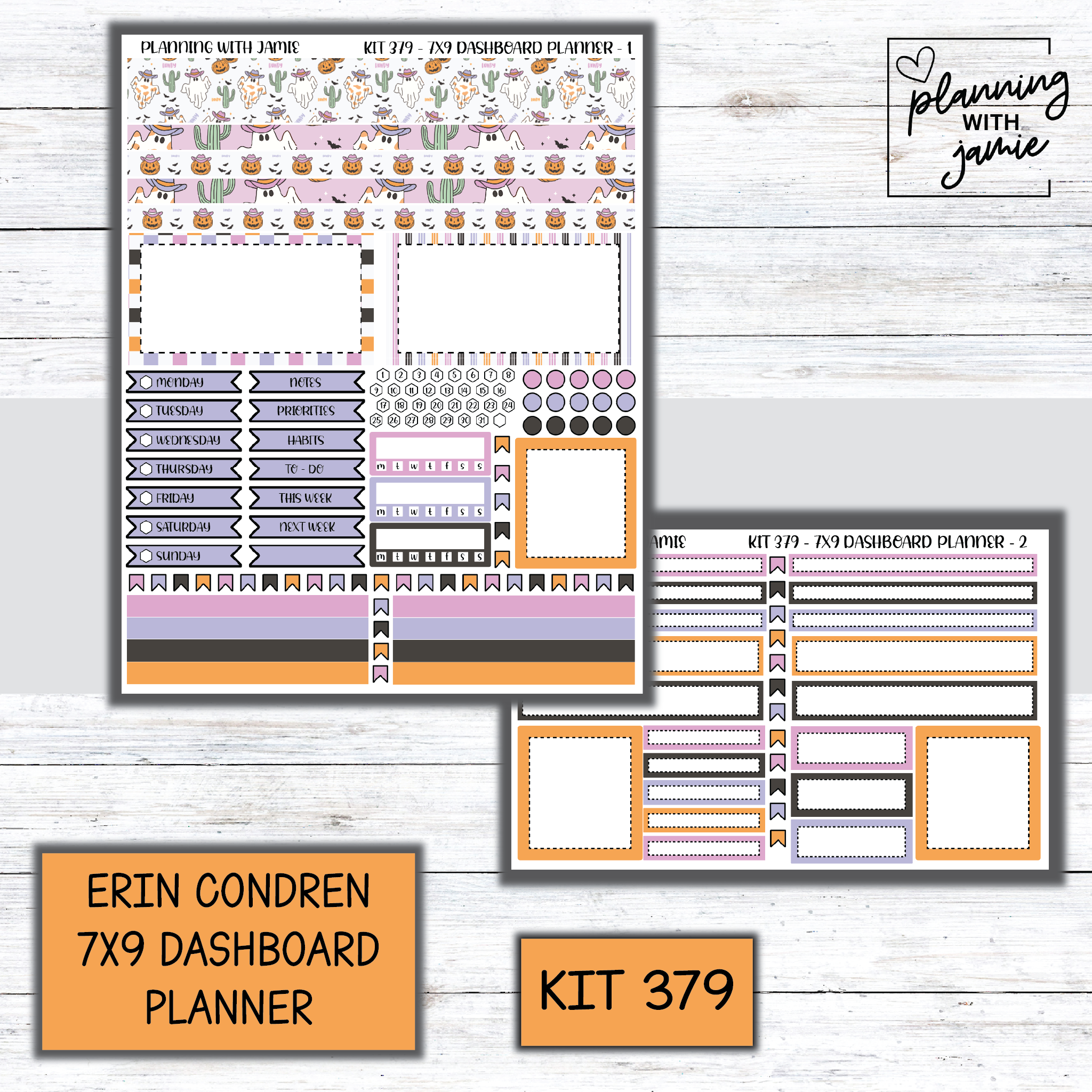 Kit 379 Erin Condren Dashboard Planner Sticker Kit – Planning With Jamie