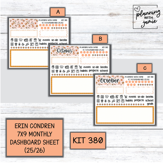 KIT 380 7X9 Erin Condren Monthly Dashboard Sticker Kit