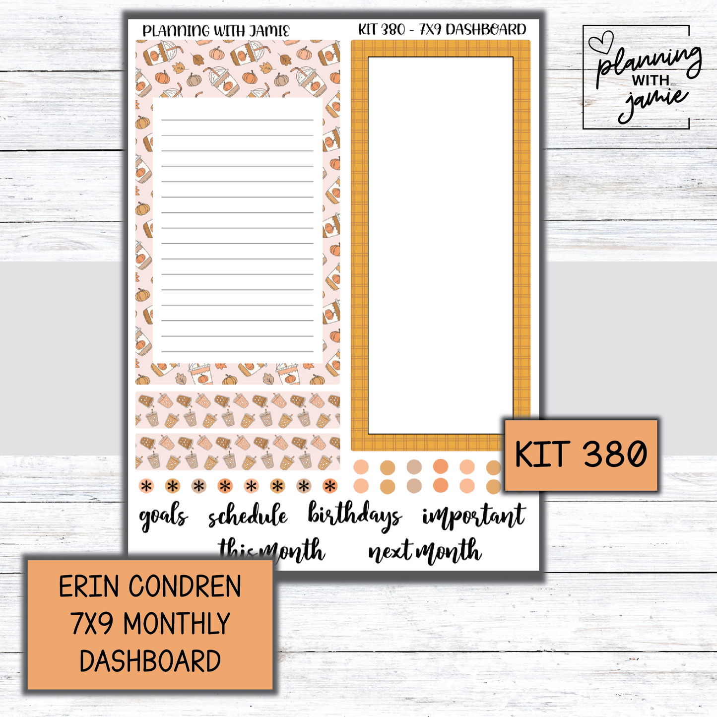 KIT 380 7X9 Erin Condren Monthly Dashboard Sticker Kit