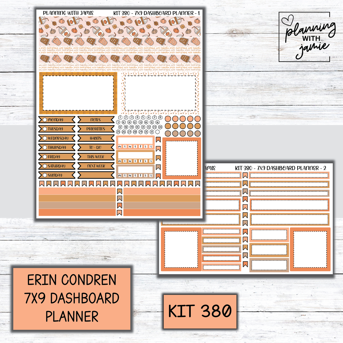 Kit 380 Erin Condren Dashboard Planner Sticker Kit