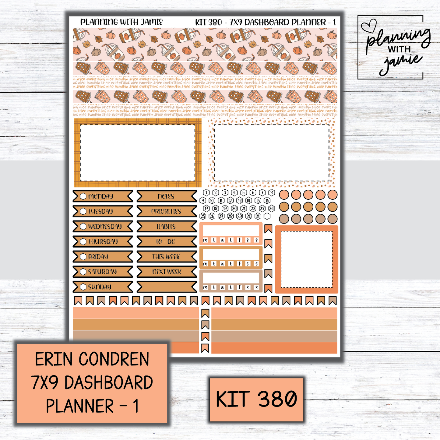 Kit 380 Erin Condren Dashboard Planner Sticker Kit