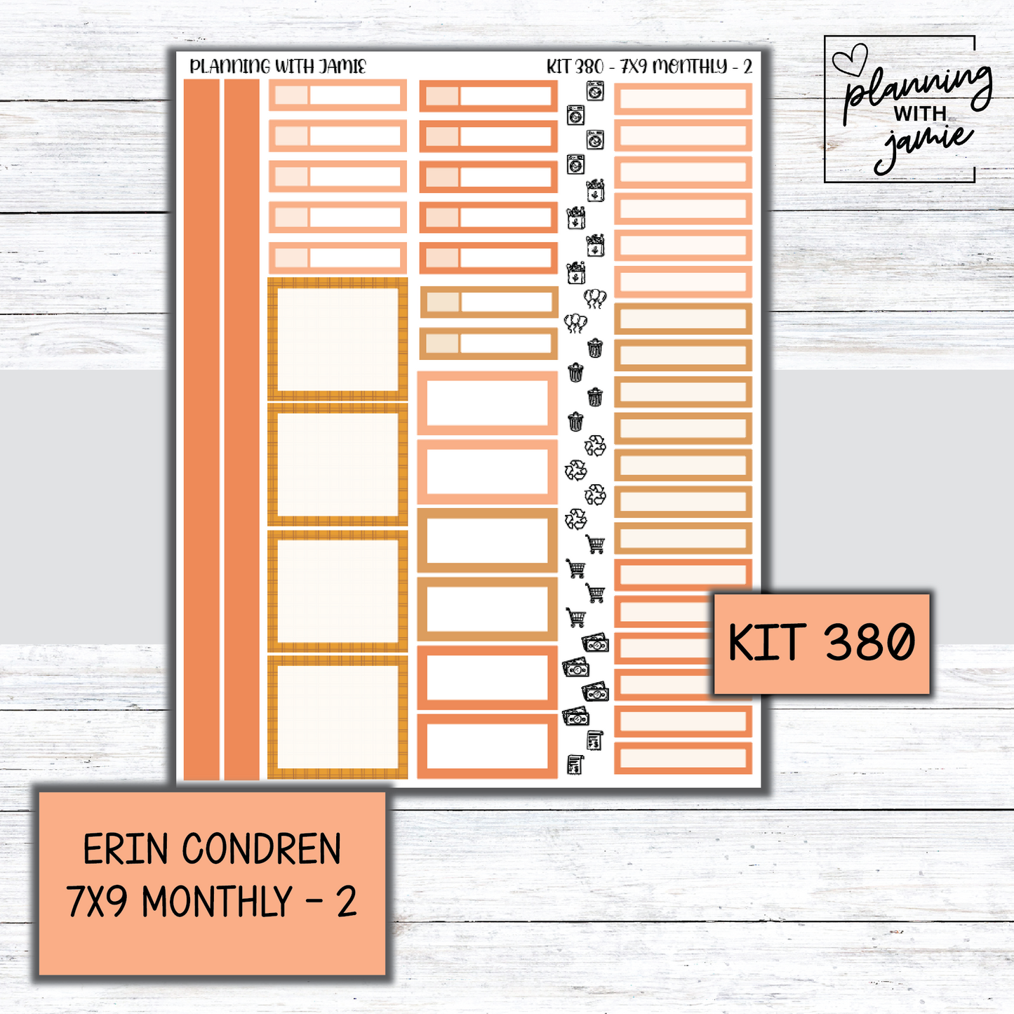 KIT 380 Erin Condren 7X9 OR A5 Monthly Kit