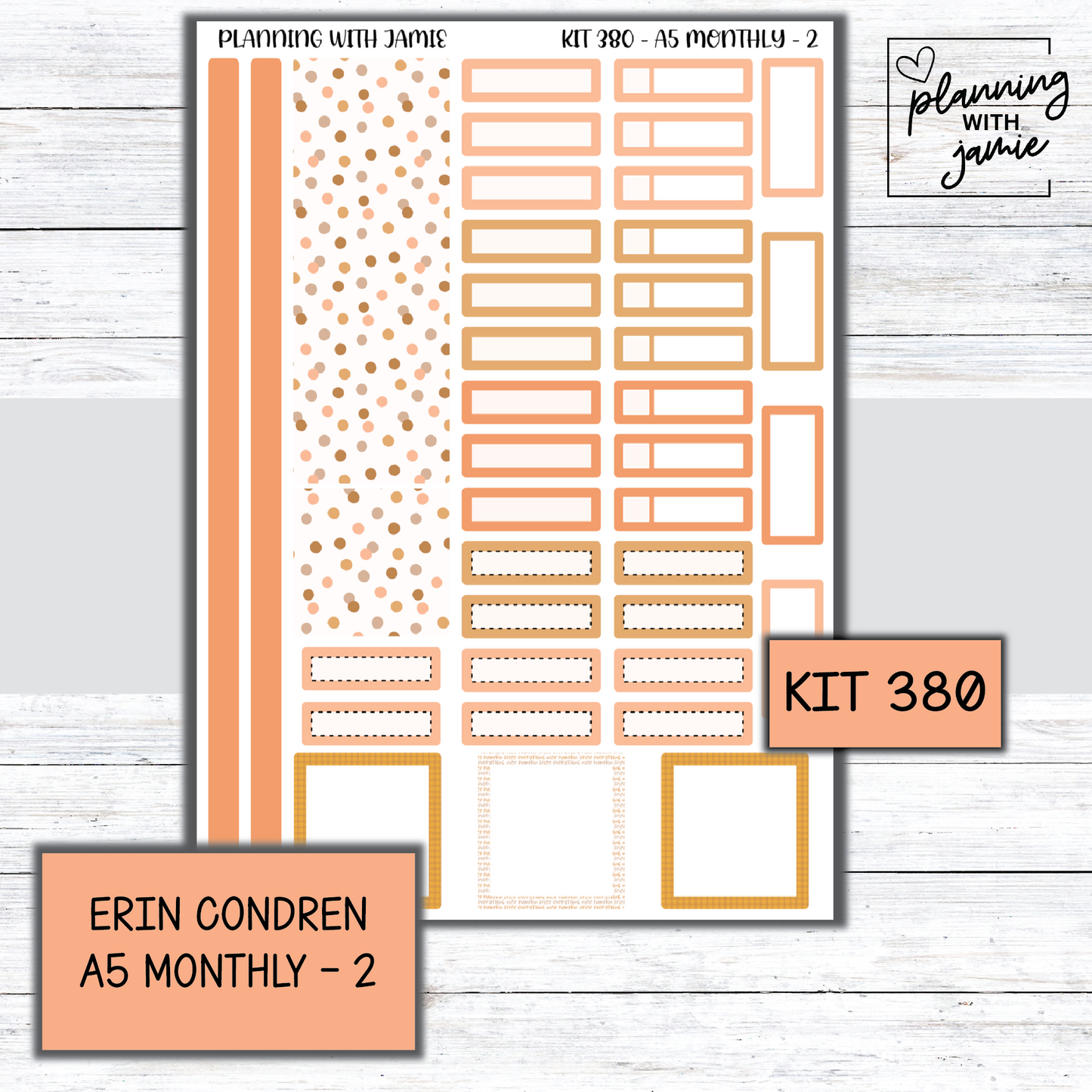 KIT 380 Erin Condren 7X9 OR A5 Monthly Kit
