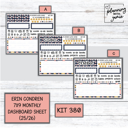 KIT 381 7X9 Erin Condren Monthly Dashboard Sticker Kit