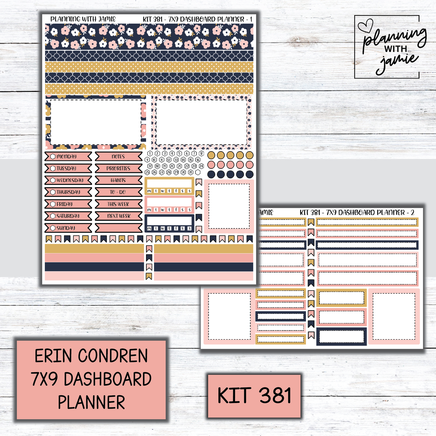 Kit 381 Erin Condren Dashboard Planner Sticker Kit
