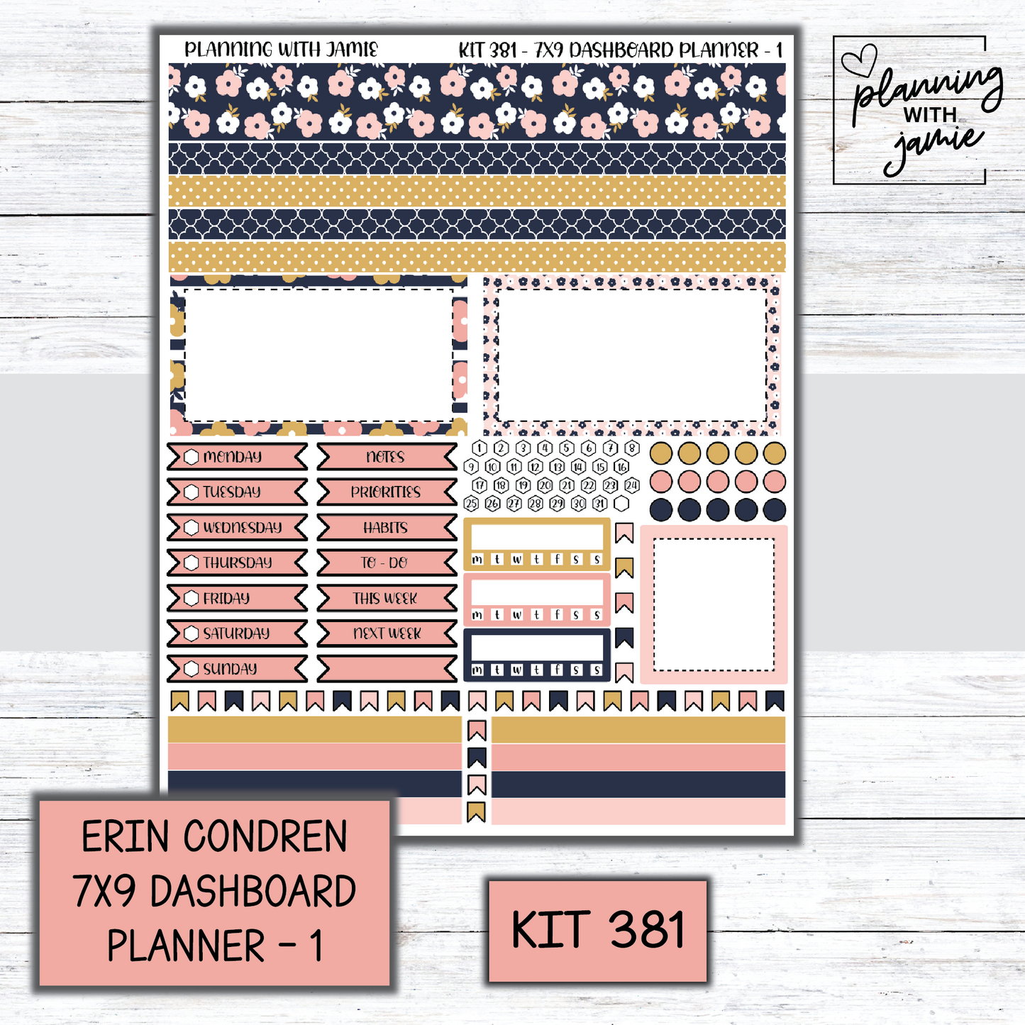 Kit 381 Erin Condren Dashboard Planner Sticker Kit