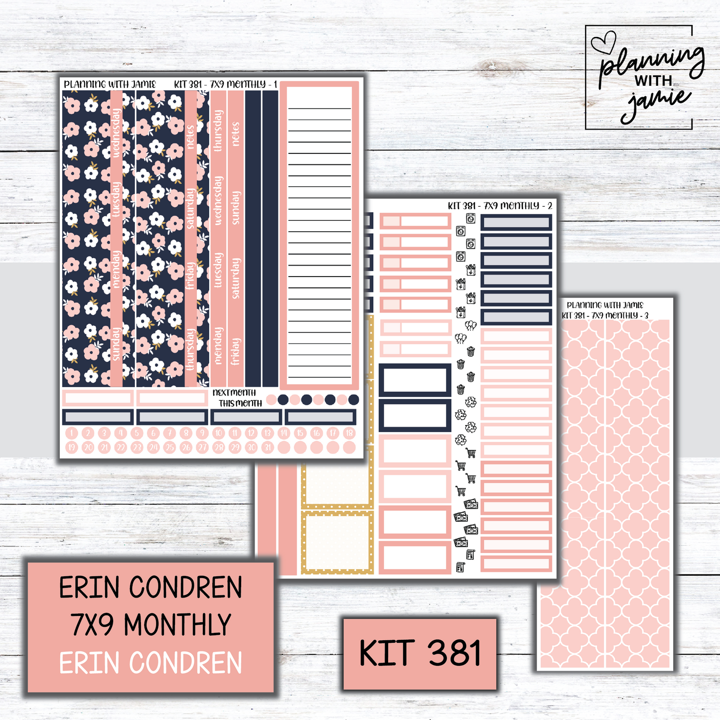 KIT 381 Erin Condren 7X9 OR A5 Monthly Kit
