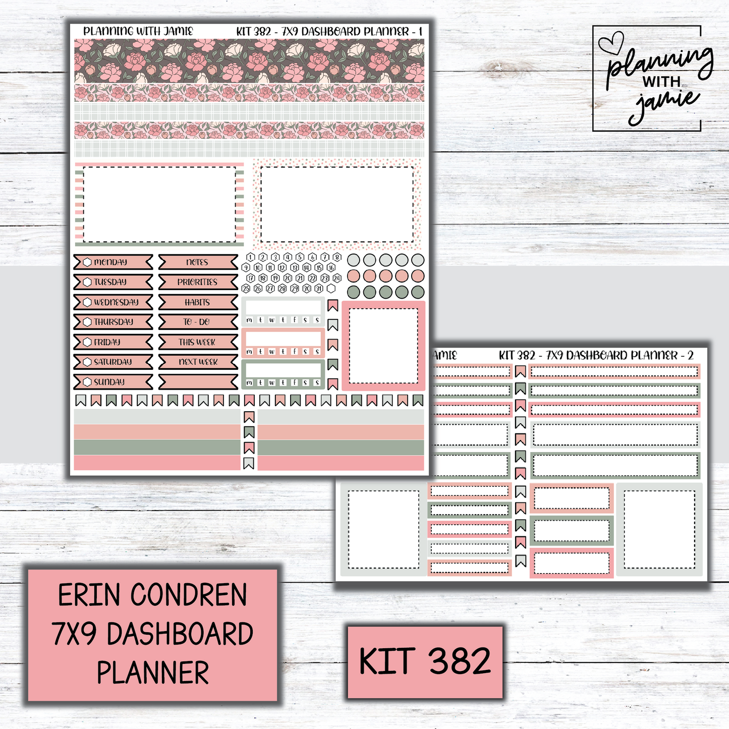 Kit 382 Erin Condren Dashboard Planner Sticker Kit