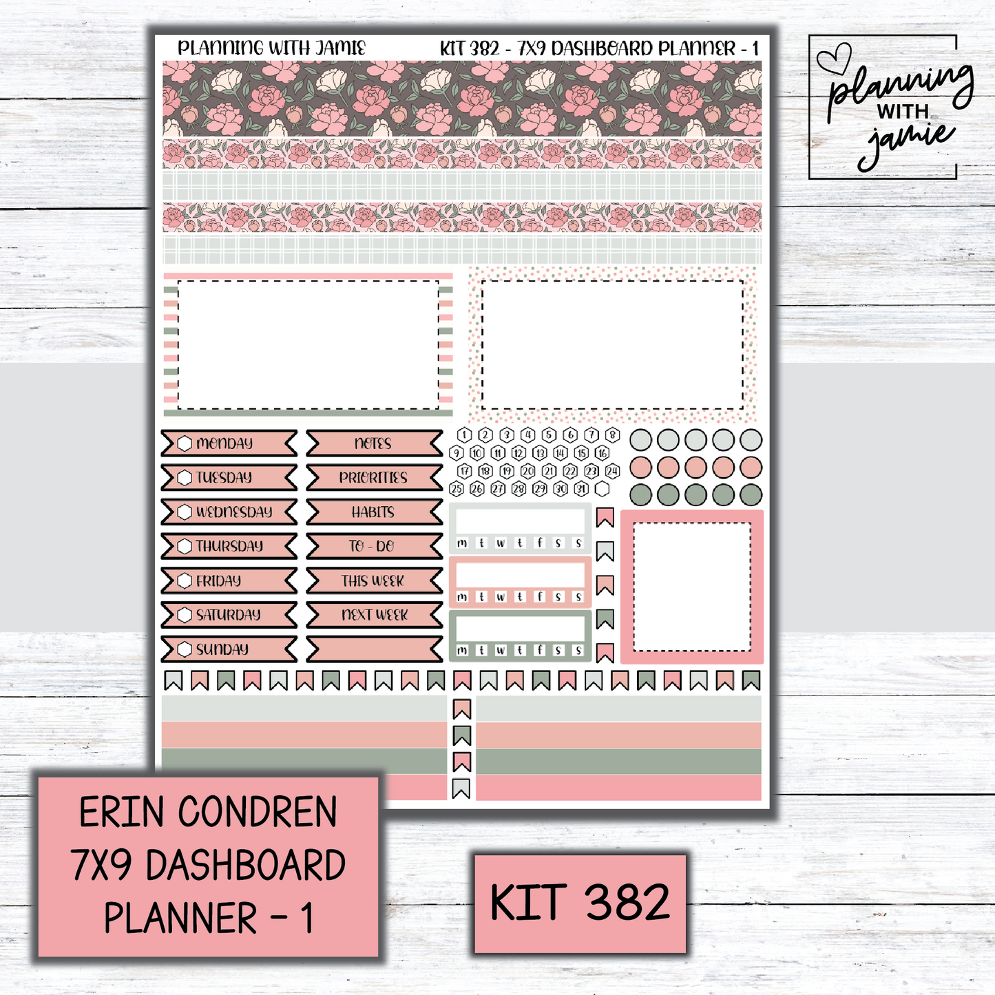 Kit 382 Erin Condren Dashboard Planner Sticker Kit