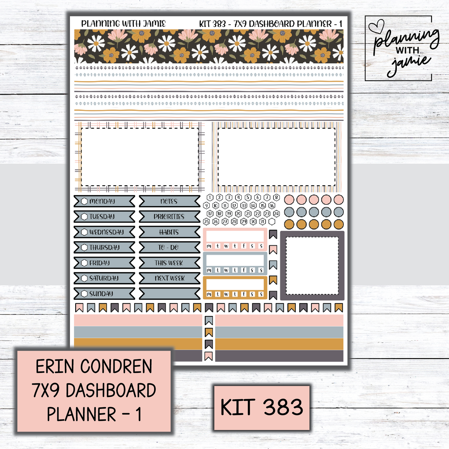 Kit 383 Erin Condren Dashboard Planner Sticker Kit