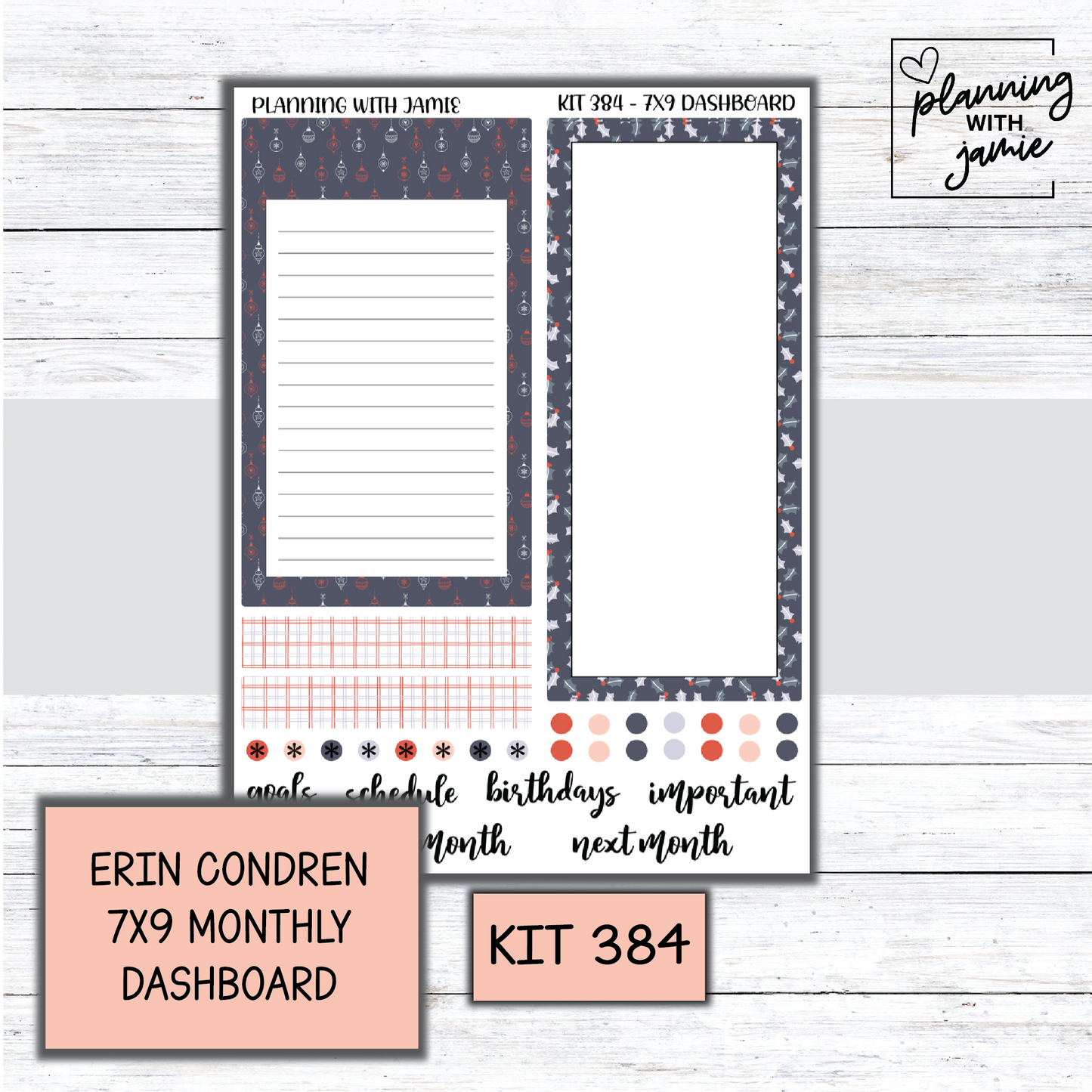 KIT 384 7X9 Erin Condren Monthly Dashboard Sticker Kit
