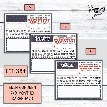 KIT 384 7X9 Erin Condren Monthly Dashboard Sticker Kit
