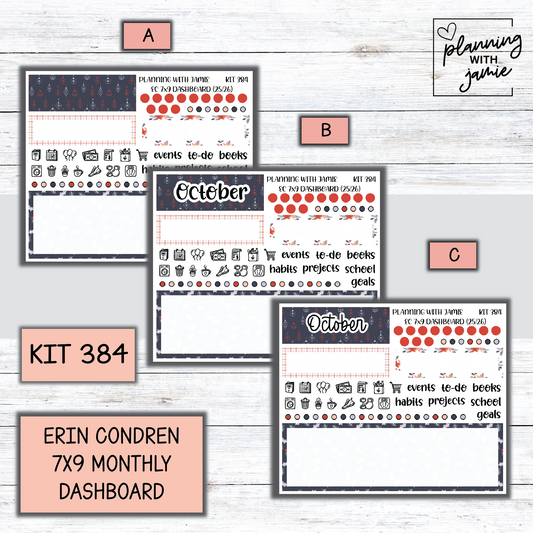 KIT 384 7X9 Erin Condren Monthly Dashboard Sticker Kit