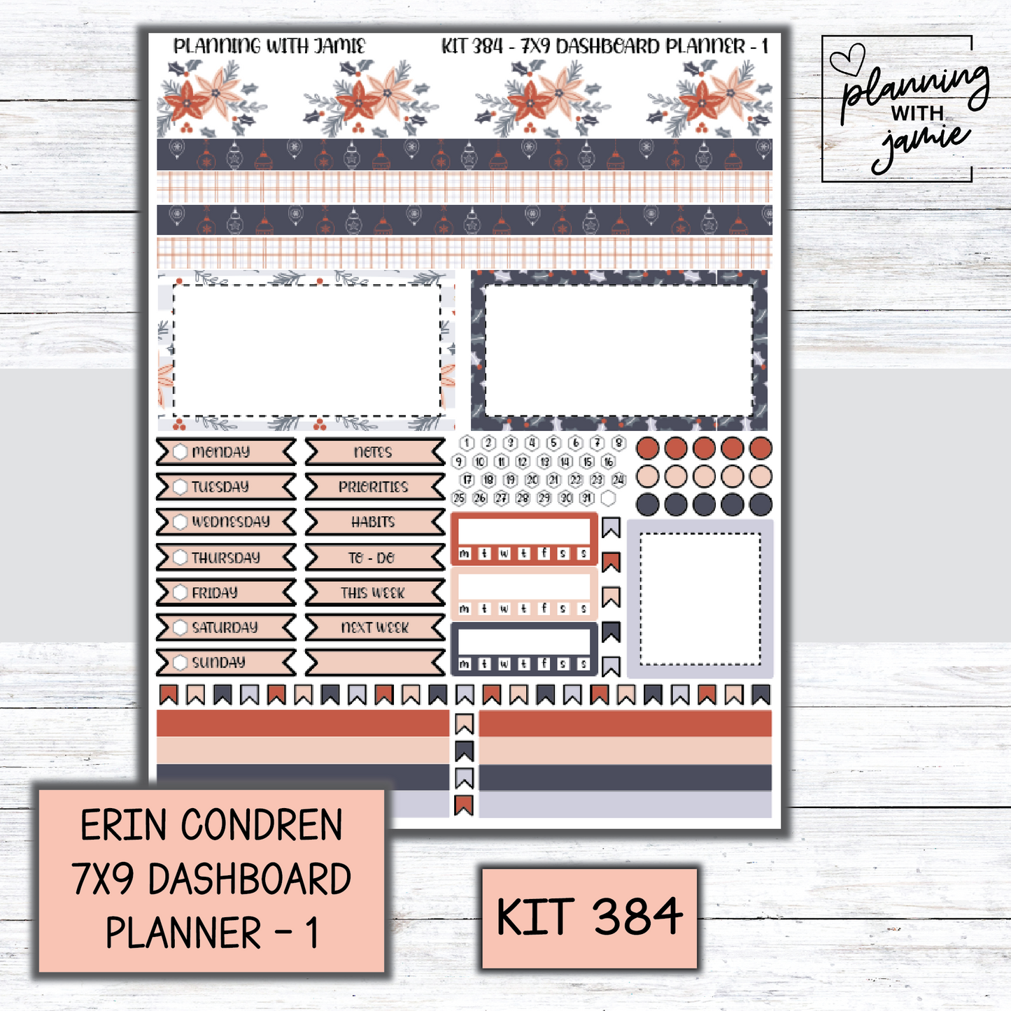 Kit 384 Erin Condren Dashboard Planner Sticker Kit