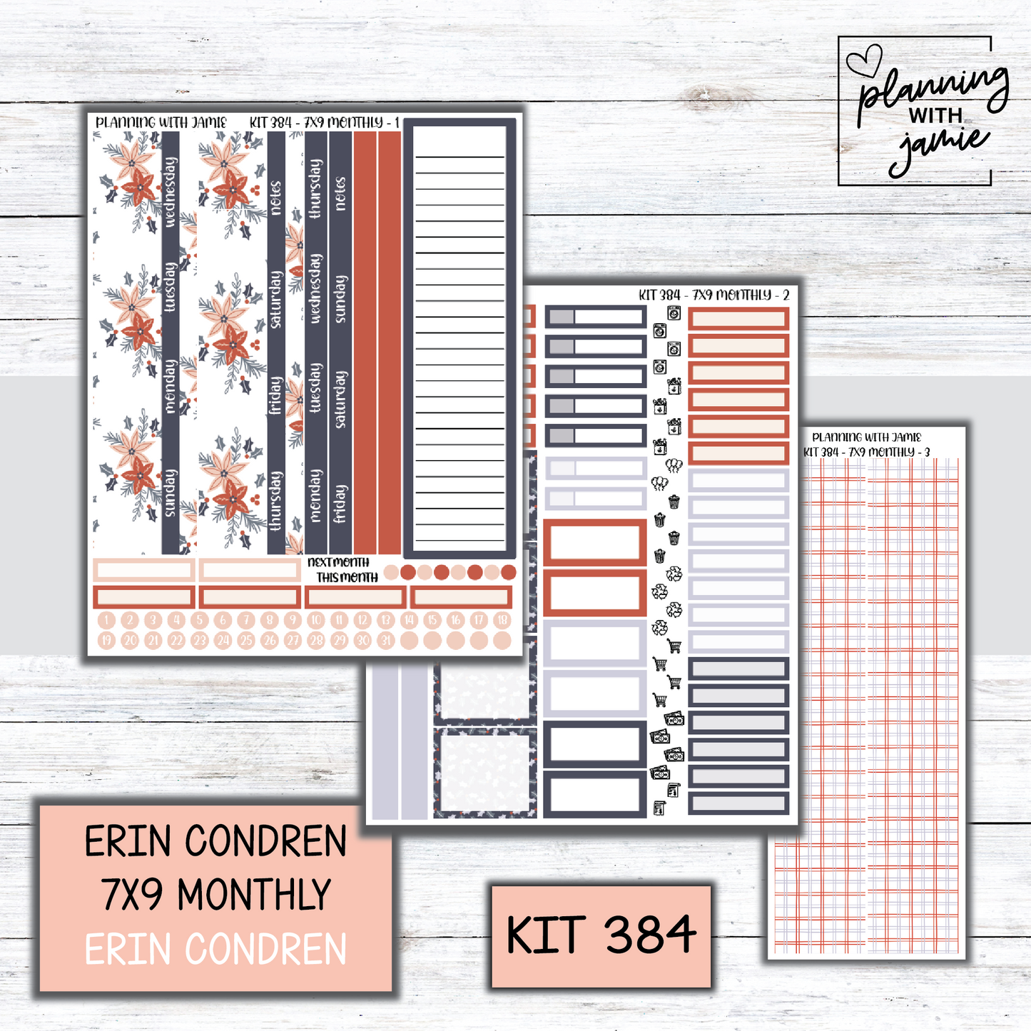 KIT 384 Erin Condren 7X9 OR A5 Monthly Kit