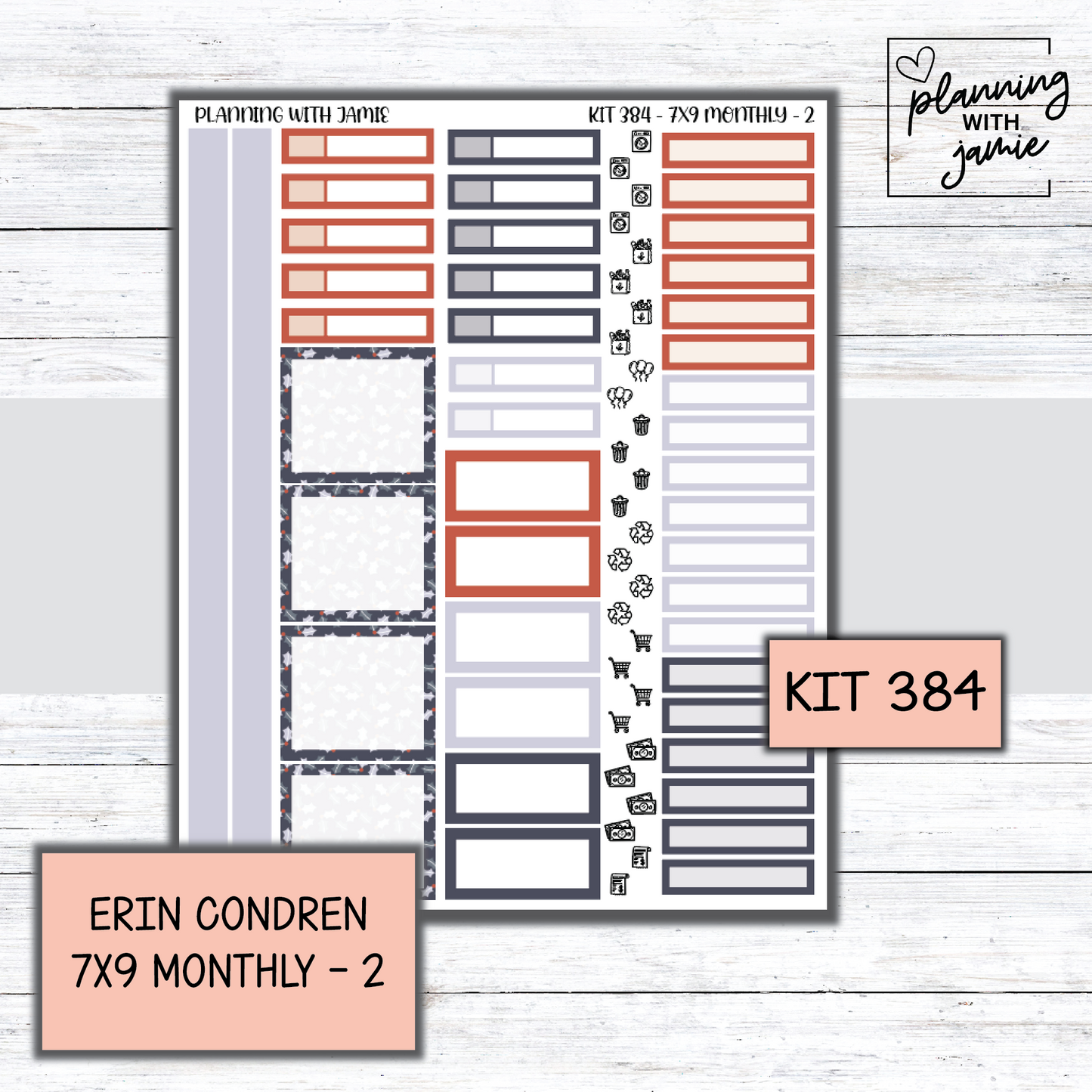 KIT 384 Erin Condren 7X9 OR A5 Monthly Kit
