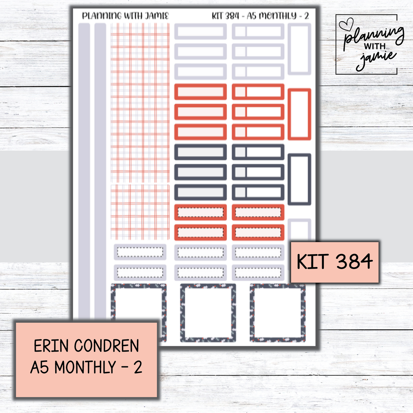 KIT 384 Erin Condren 7X9 OR A5 Monthly Kit