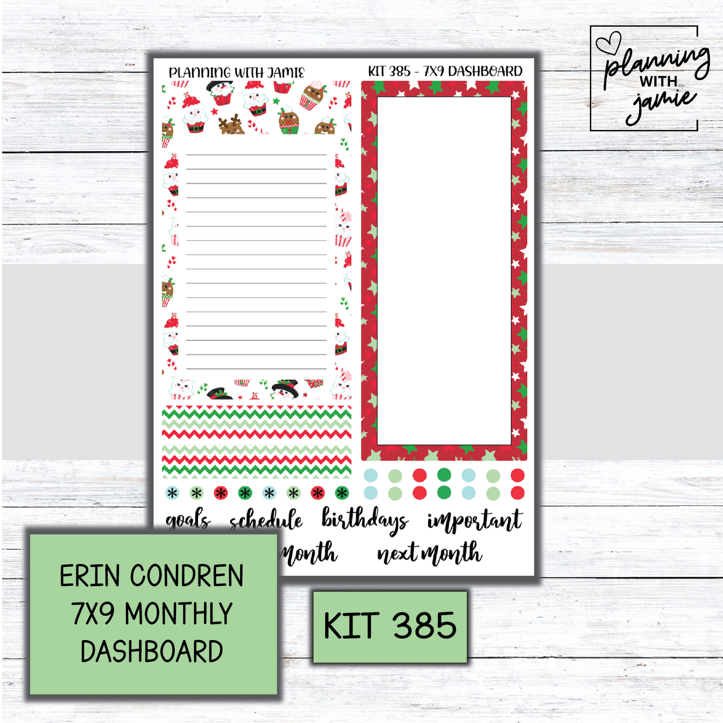 KIT 385 7X9 Erin Condren Monthly Dashboard Sticker Kit