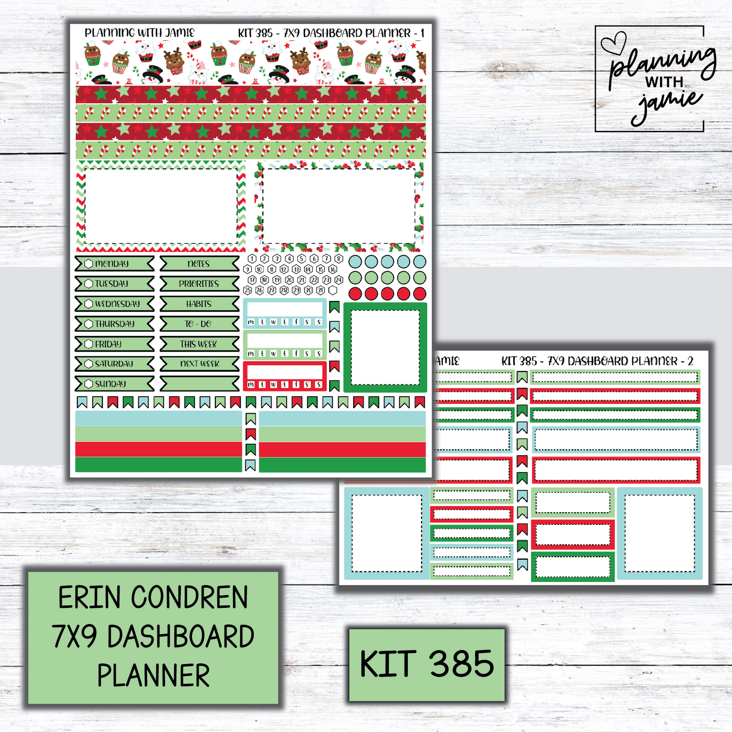 Kit 385 Erin Condren Dashboard Planner Sticker Kit